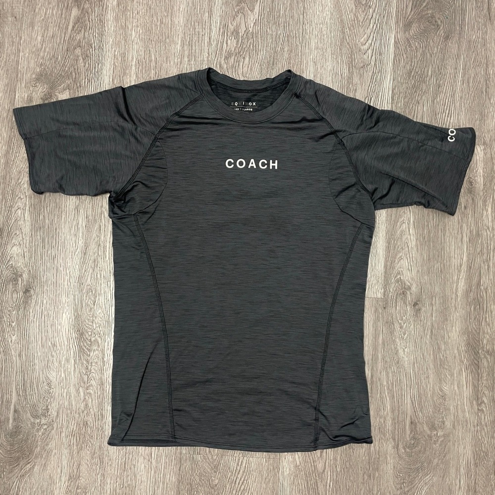 Equinox Shirt Mens Large Gray Coach Gym Personal Compression Performance Tee